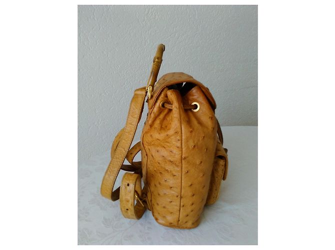 Bamboo GUCCI BAMBO ZAINO IN STRUZZO BEIGE. - vista 3