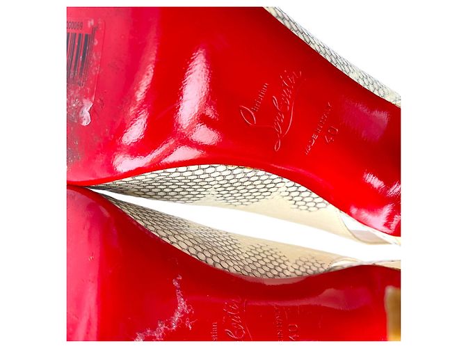 Christian Louboutin Private Number Décolleté Slingback Python Beige 40 - vista 13
