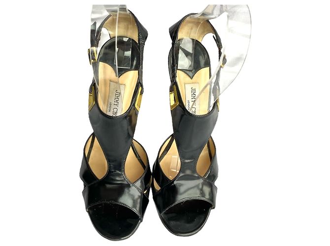 Sandali Jimmy Choo in vernice nera con cut out e cinturino Nero - vista 4