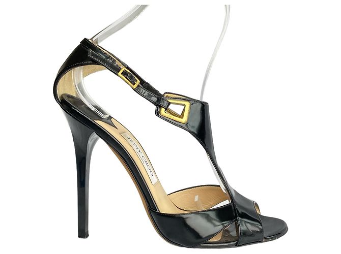 Sandali Jimmy Choo in vernice nera con cut out e cinturino Nero - vista 5