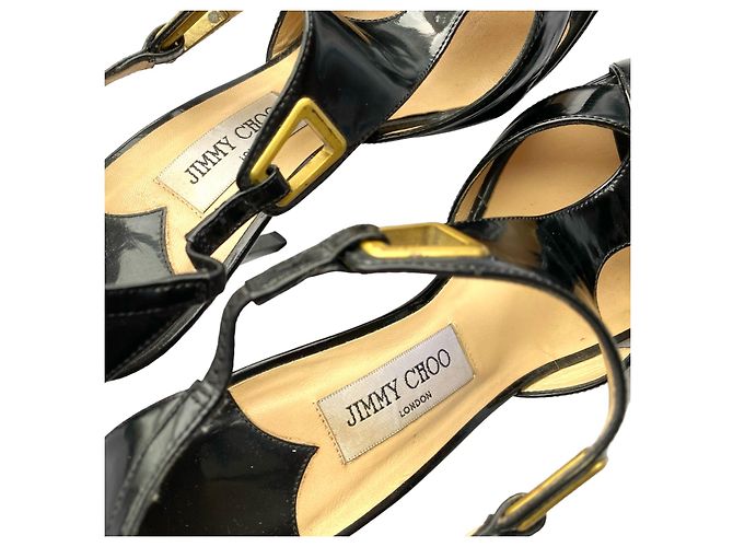 Sandali Jimmy Choo in vernice nera con cut out e cinturino Nero - vista 9