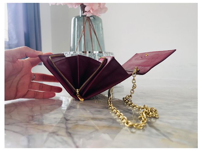 Cartera de cadena, Lady Dior Dorado Burdeos - vista 10