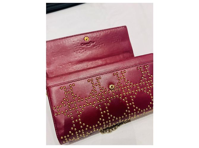 Cartera de cadena, Lady Dior Dorado Burdeos - vista 15