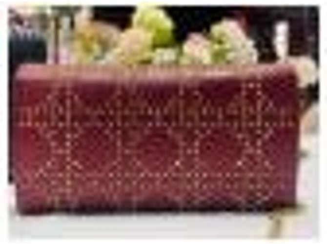 Cartera de cadena, Lady Dior Dorado Burdeos - vista 19