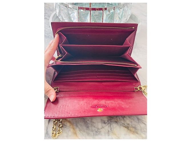 Cartera de cadena, Lady Dior Dorado Burdeos - vista 5