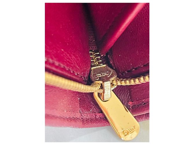 Cartera de cadena, Lady Dior Dorado Burdeos - vista 8