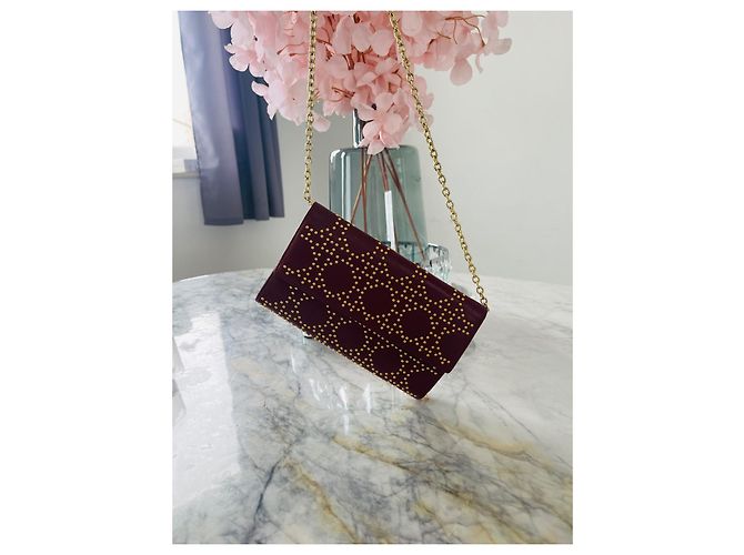 Cartera de cadena, Lady Dior Dorado Burdeos - vista 9
