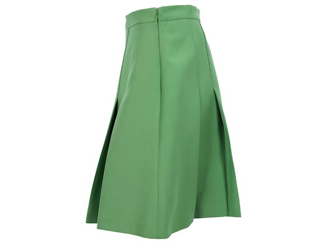 Falda Gucci Plisada De Lana Verde - vista 2