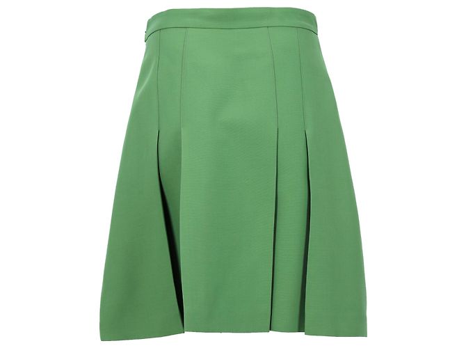 Falda Gucci Plisada De Lana Verde - vista 3