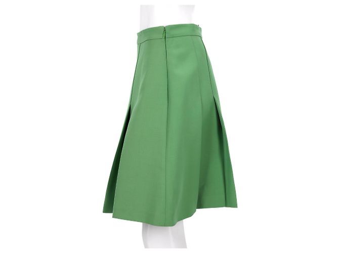 Falda Gucci Plisada De Lana Verde - vista 7