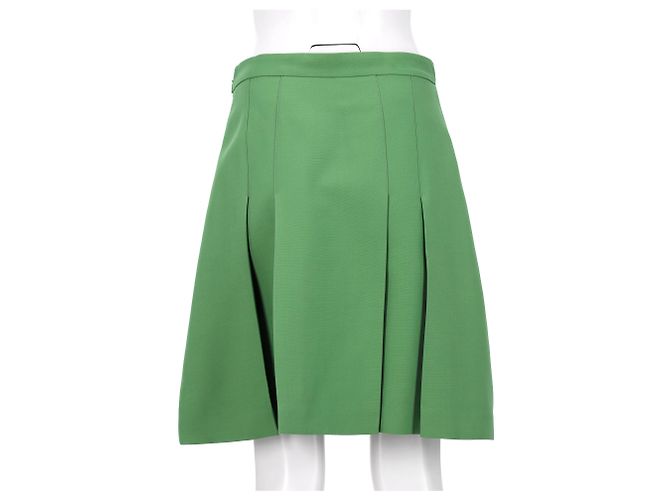 Falda Gucci Plisada De Lana Verde - vista 8