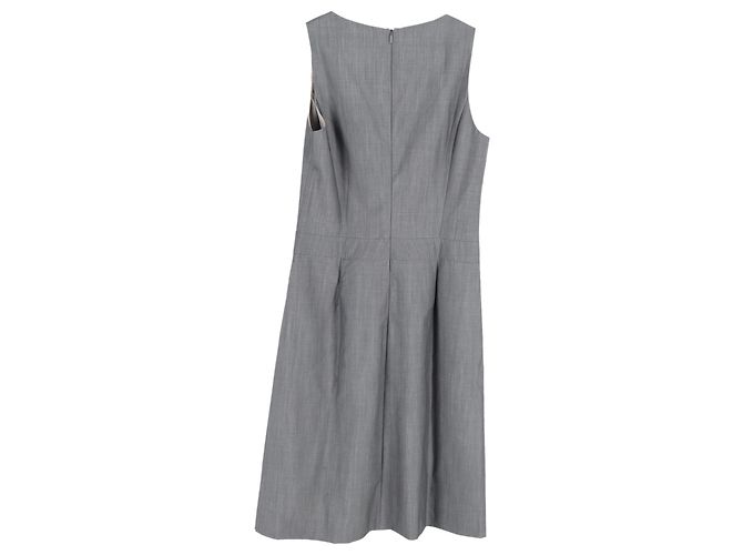 Vestido recto sin mangas Hugo Boss en lana gris - vista 2