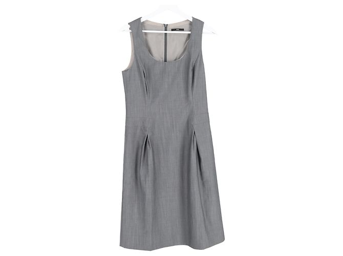 Vestido recto sin mangas Hugo Boss en lana gris - vista 4