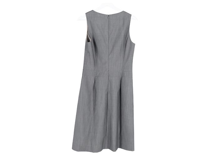 Vestido recto sin mangas Hugo Boss en lana gris - vista 5