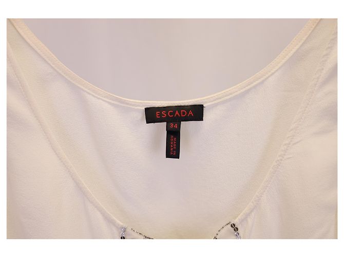 Top senza maniche con paillettes Escada in seta bianca Bianco - vista 10