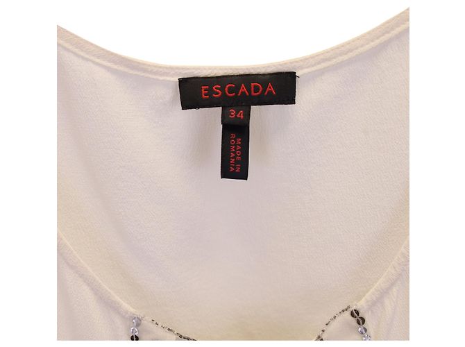 Top senza maniche con paillettes Escada in seta bianca Bianco - vista 6