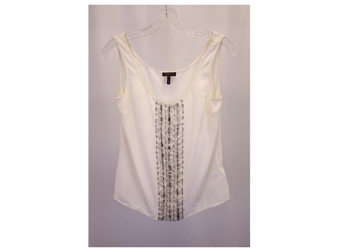 Top senza maniche con paillettes Escada in seta bianca Bianco - vista 9