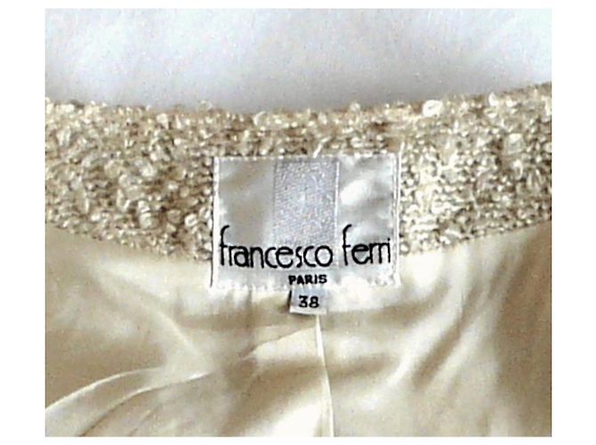 Autre Marque Francesco Ferri Elfenbeinjacke aus lockiger Wolle Francesco Ferri T. 38 Creme - Ansicht 12