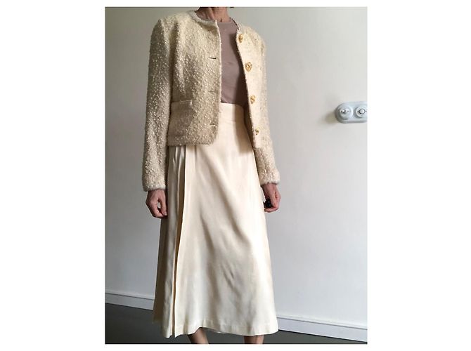 Autre Marque Francesco Ferri Elfenbeinjacke aus lockiger Wolle Francesco Ferri T. 38 Creme - Ansicht 14