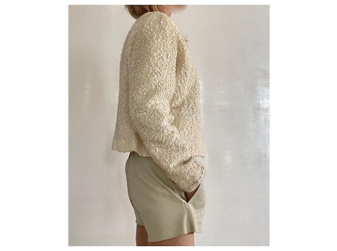 Autre Marque Francesco Ferri Elfenbeinjacke aus lockiger Wolle Francesco Ferri T. 38 Creme - Ansicht 5