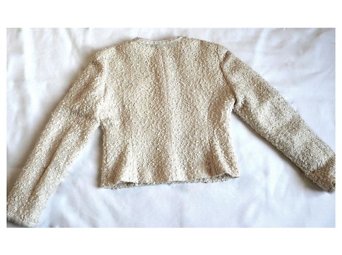 Autre Marque Francesco Ferri Elfenbeinjacke aus lockiger Wolle Francesco Ferri T. 38 Creme - Ansicht 7