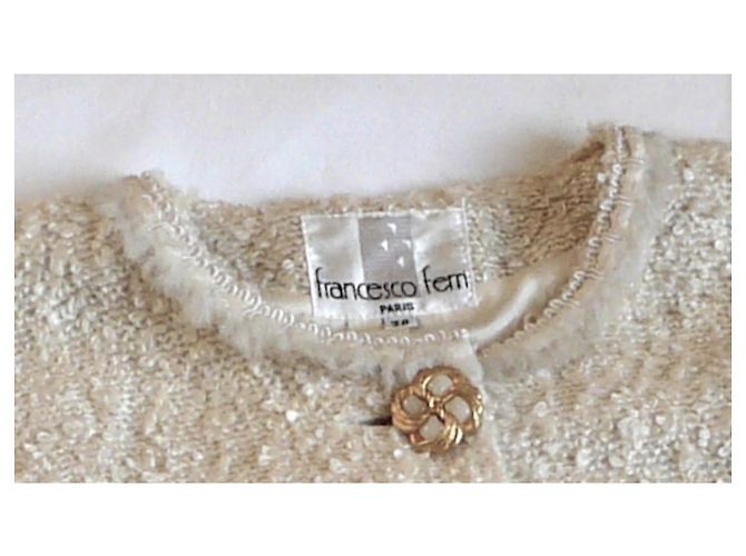 Autre Marque Francesco Ferri Elfenbeinjacke aus lockiger Wolle Francesco Ferri T. 38 Creme - Ansicht 9
