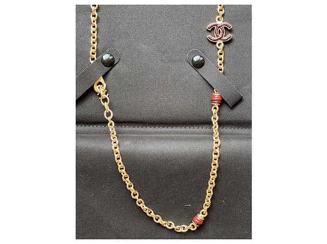 Collana lunga dorata CHANEL con dettagli CC in smalto. Arancione - vista 3