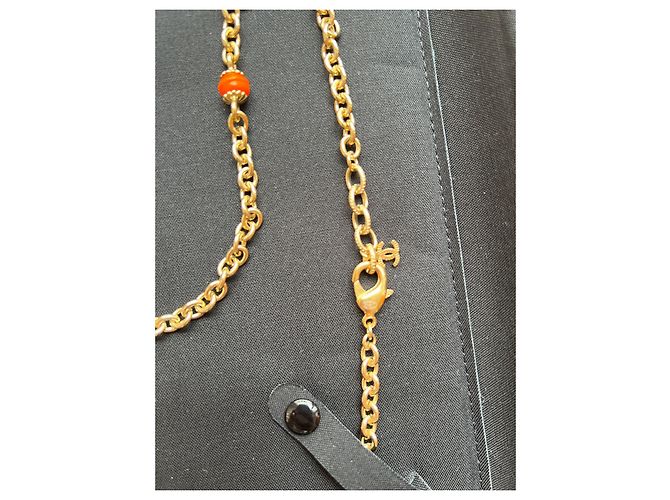 Collana lunga dorata CHANEL con dettagli CC in smalto. Arancione - vista 4