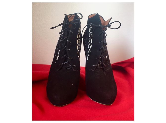 Alaïa Plateau Stiefeletten High Heels Schwarz & Weiß Größe 9,5 - Ansicht 2