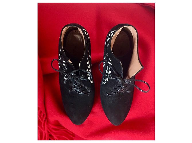 Alaïa Plateau Stiefeletten High Heels Schwarz & Weiß Größe 9,5 - Ansicht 4