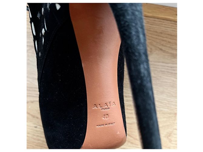 Alaïa Plateau Stiefeletten High Heels Schwarz & Weiß Größe 9,5 - Ansicht 7