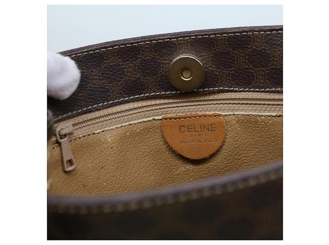 Céline CELINE Borsa a mano in tela macadam PVC marrone Auth 69735 - vista 10