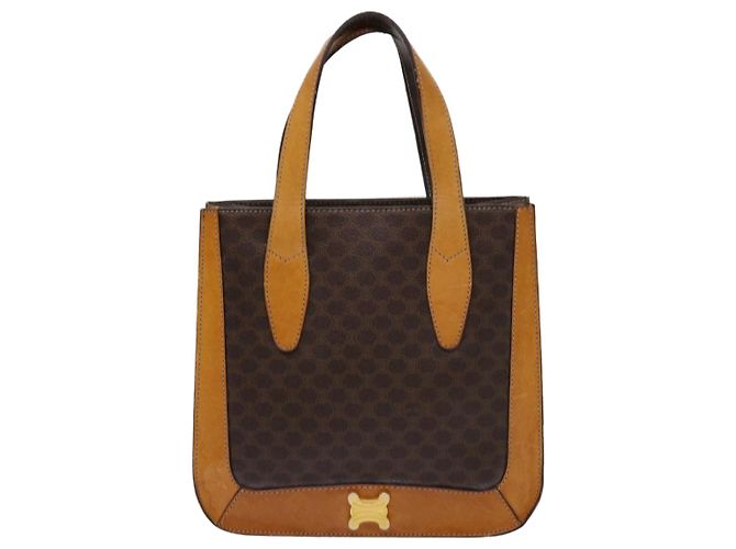 Céline CELINE Borsa a mano in tela macadam PVC marrone Auth 69735 - vista 13