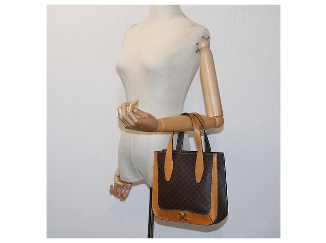 Céline CELINE Borsa a mano in tela macadam PVC marrone Auth 69735 - vista 21