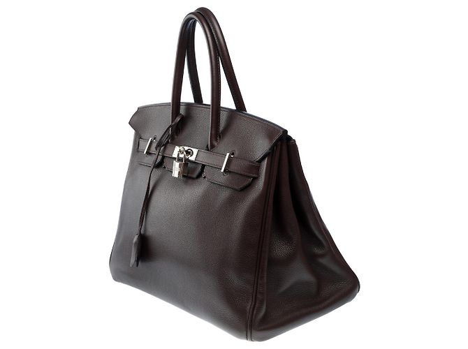 Hermès Sac HERMES Birkin 35 en Cuir Marron - 101804 - vue 5