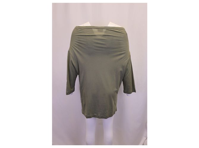 Miniabito Dries Van Noten con spalle scoperte in cotone verde oliva - vista 3