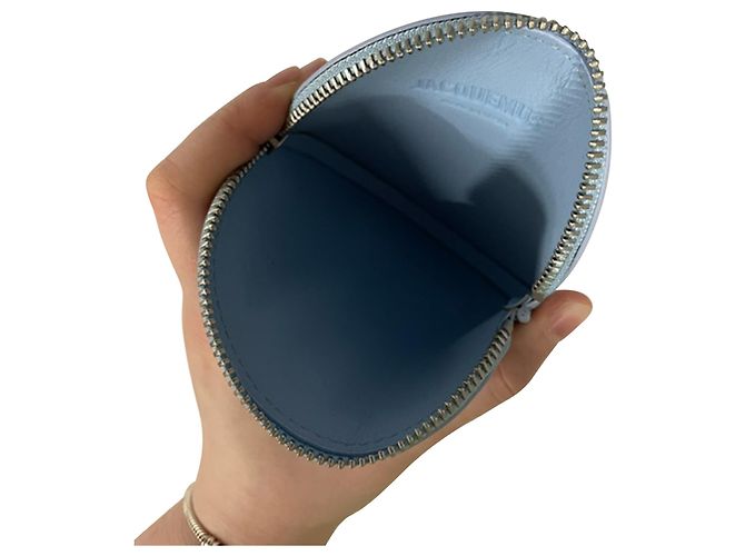 Jacquemus Le Pitchou Rounded Wallet in Light Blue Leather - view 5
