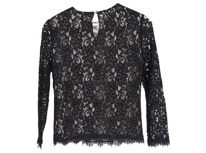 Diane Von Furstenberg Top de manga larga en rayón negro - vista 2