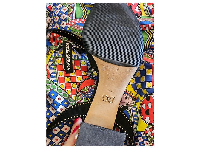 Sandali Dolce & Gabbana in velluto nero - vista 10