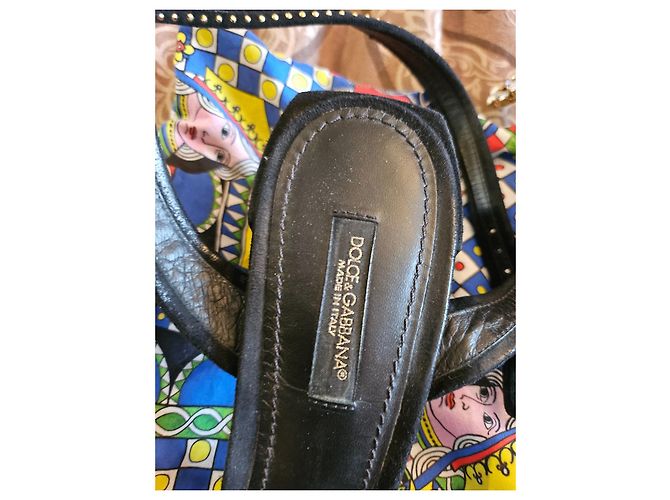 Sandali Dolce & Gabbana in velluto nero - vista 5