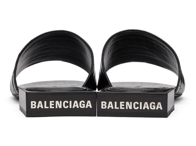 Balenciaga SANDALI MULE NERI IN CROCO Nero - vista 2