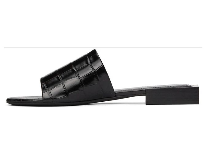 Balenciaga SANDALI MULE NERI IN CROCO Nero - vista 3