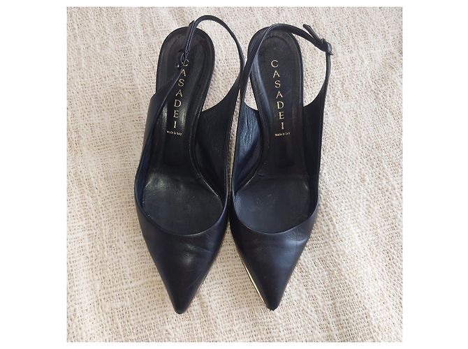 Casadei Leather Pumps with Strap Black - view 2