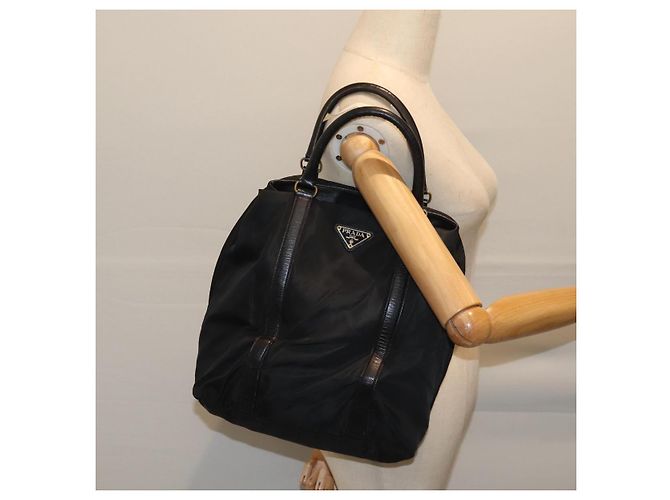 PRADA Borsa a Mano Nylon Nero Auth bs13283 - vista 23