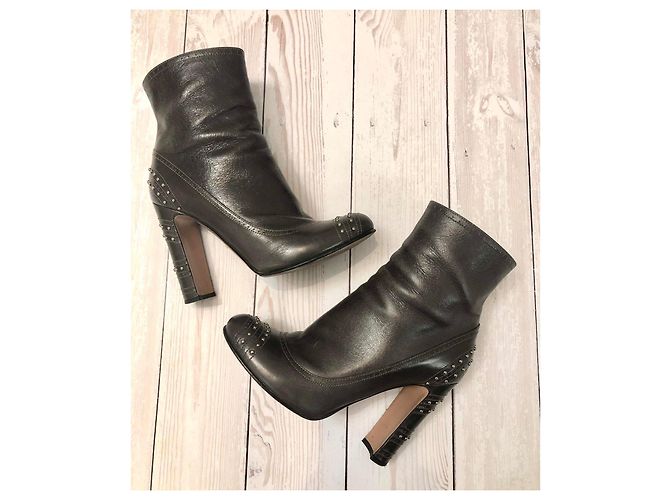 Prada Lederstiefel Olivgrün 38 - Ansicht 4