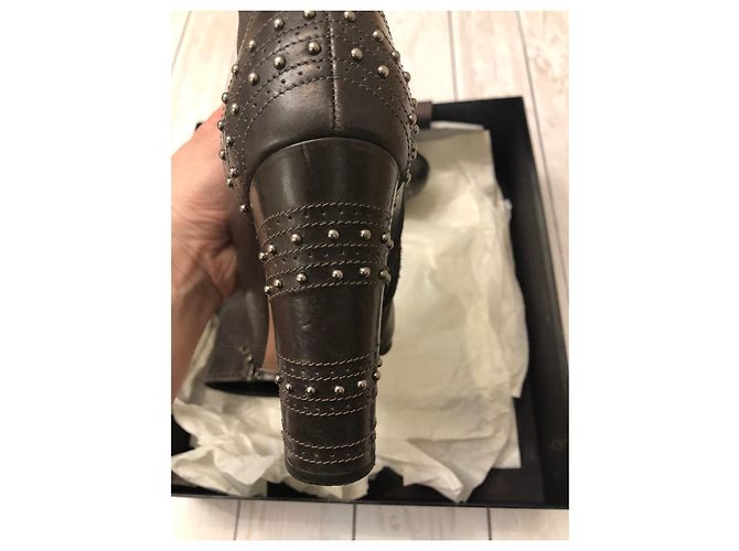 Prada Lederstiefel Olivgrün 38 - Ansicht 5