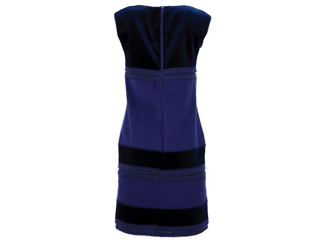 Ärmelloses Etuikleid im Farbblockdesign von Alberta Ferretti aus blauer Wolle - Ansicht 3