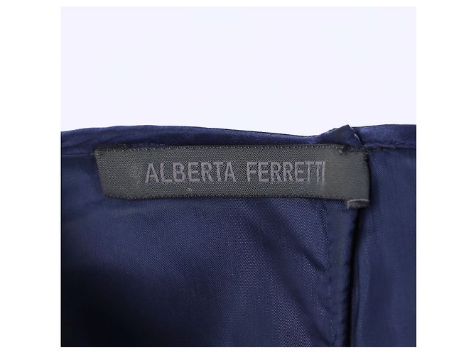 Ärmelloses Etuikleid im Farbblockdesign von Alberta Ferretti aus blauer Wolle - Ansicht 4