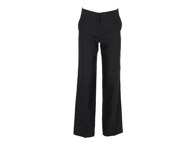 Pantaloni Max Mara a gamba larga in lino nero - vista 5
