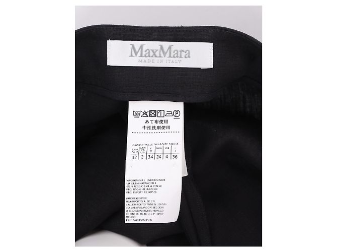 Pantaloni Max Mara a gamba larga in lino nero - vista 8